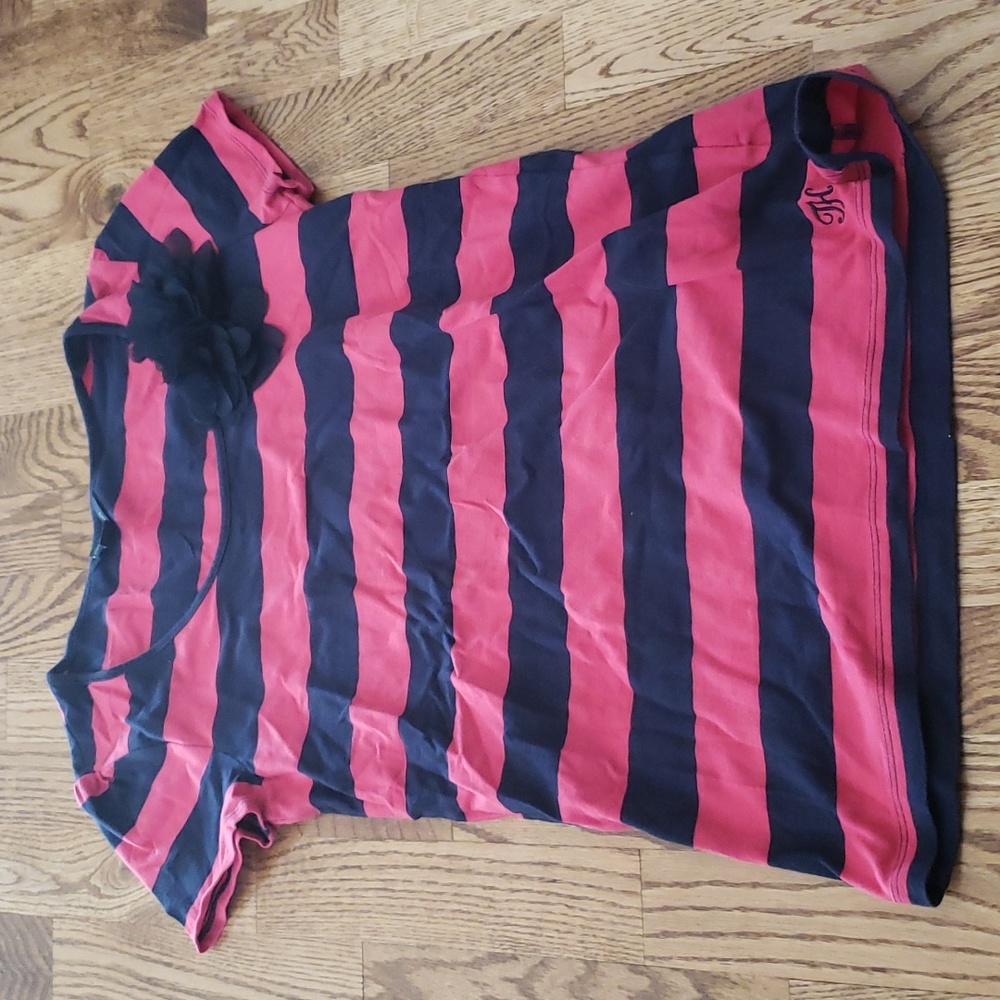(S) Tommy Hilfiger Striped Floral Accent Casual Lightweight Comfortable Soft